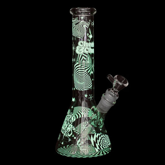 Cheech & Chong Glass GITD Bong - 10in