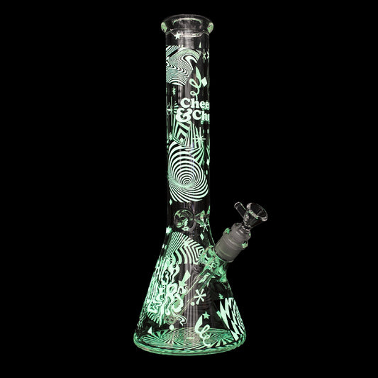 Cheech & Chong Optical Illusion GITD Bong - 15in