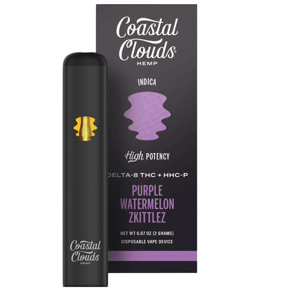 Coastal Clouds High Potency Delta 8 + HHC-P Vaporizer - 2000mg Purple Watermelon Zkittlez (I)