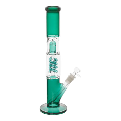 Coiled Straight Tube Bong - 14in Teal