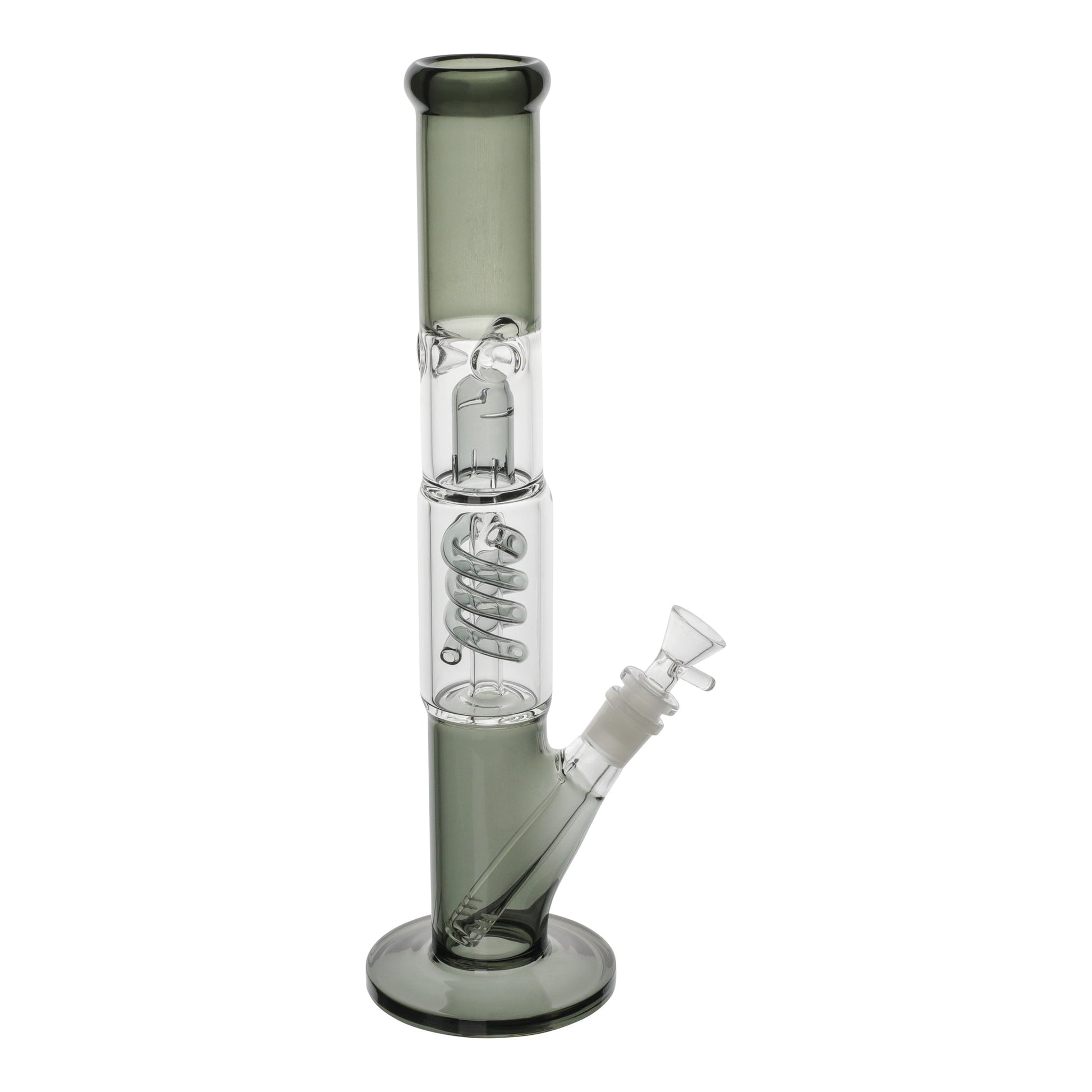 Coiled Straight Tube Bong - 14in Black