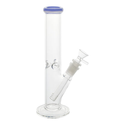 Colored Tip Straight Tube Bong - 11in Blue