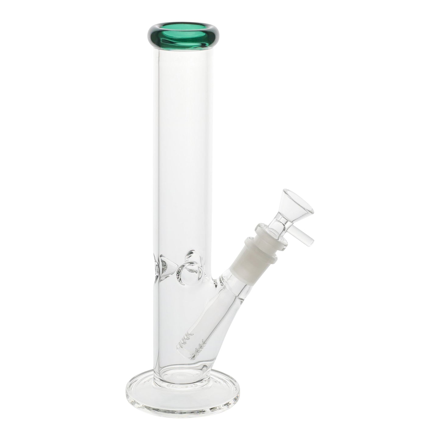 Colored Tip Straight Tube Bong - 11in Teal