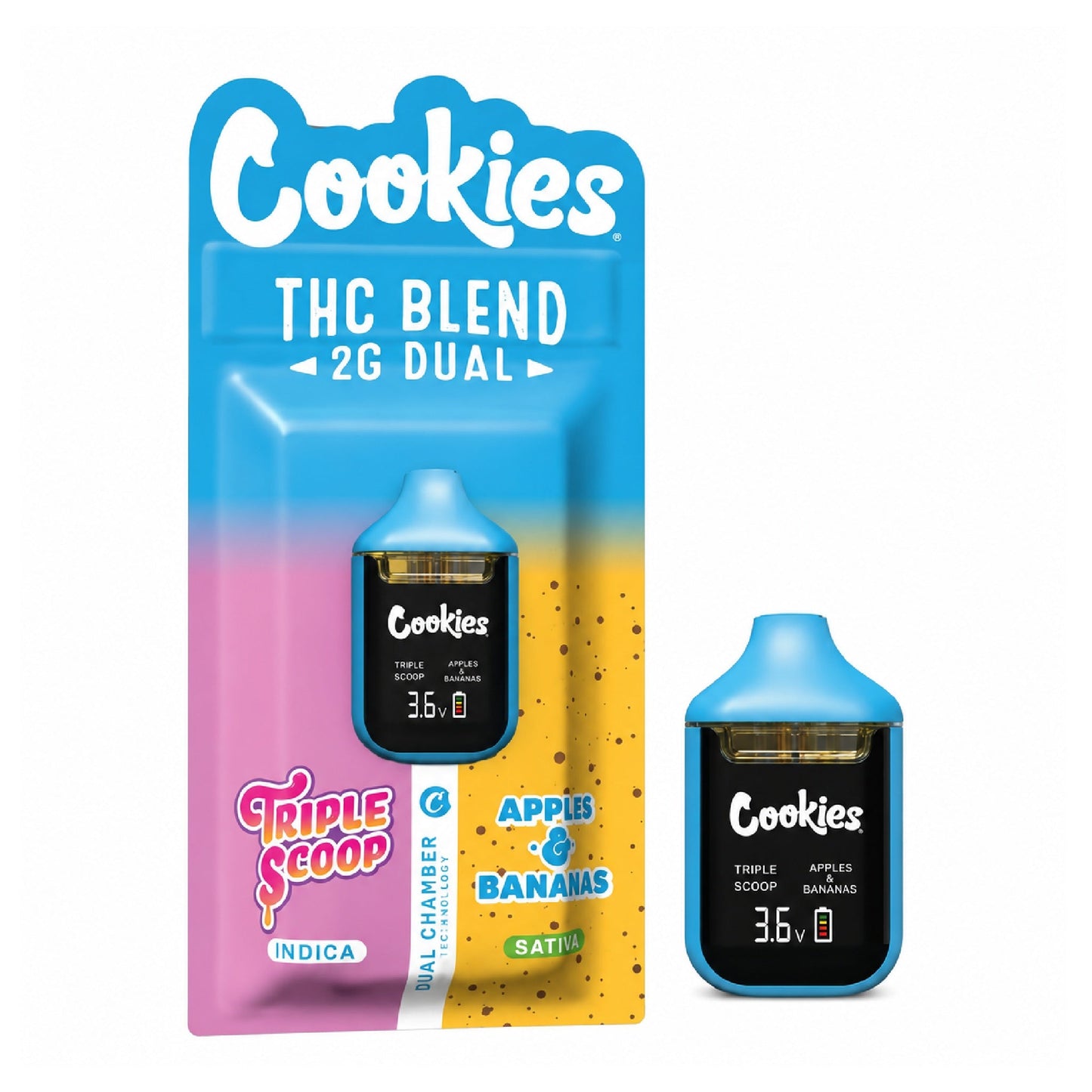 Cookies Dual Chamber Unit - 2000mg Triple Scoop/Apples and Bananas