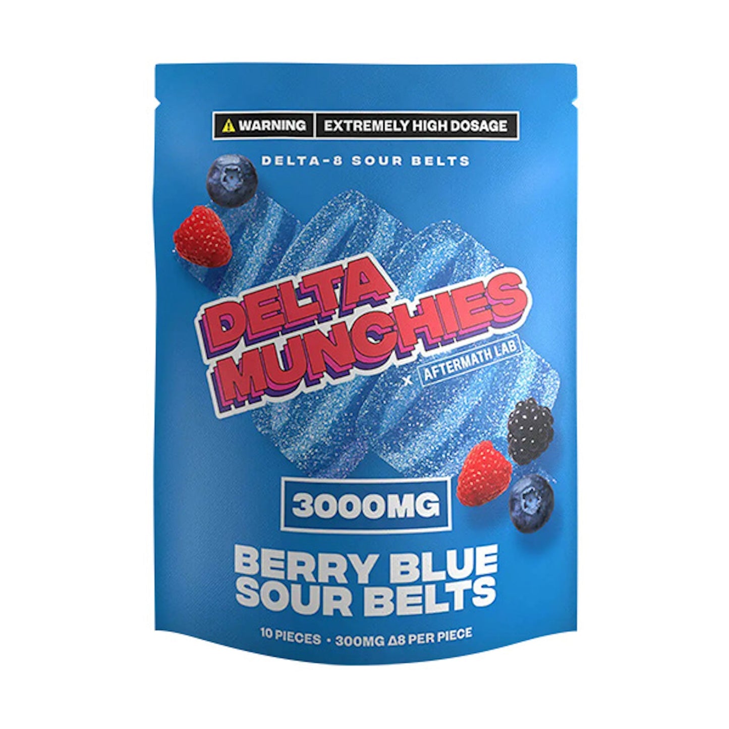 Delta Munchies Delta 8 Sour Belts - 3000mg Blue Berry