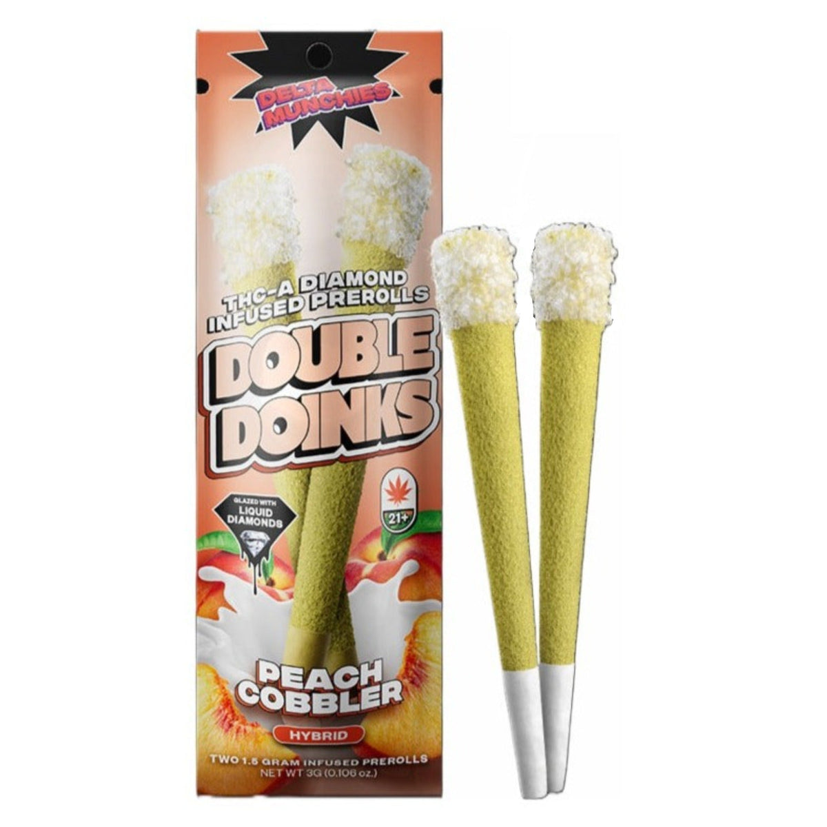 Delta Munchies THC-A Pre-rolls - 3g (2ct) Peach Cobbler / 1