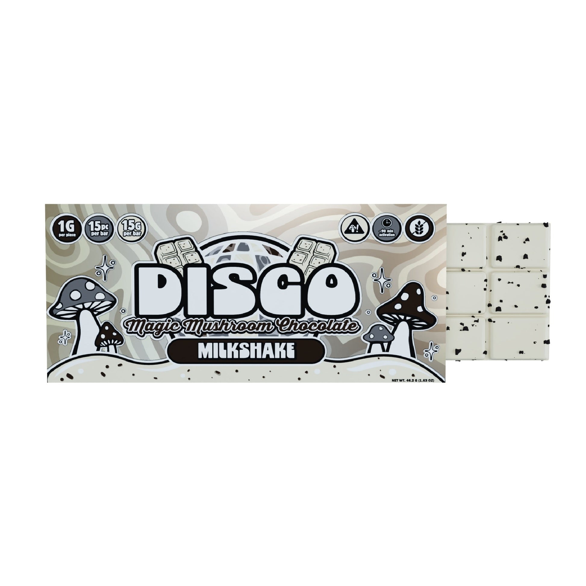 Disco Magic Mushrooms Chocolate Bar - 15g Milk Shake