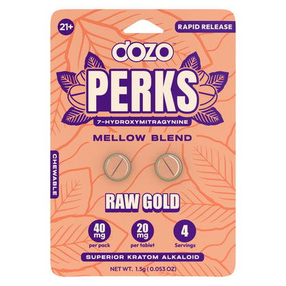 Dozo Perks 7-Hydroxymitragynine (7-OH) Mellow Blend - 40mg (2ct) Raw Gold