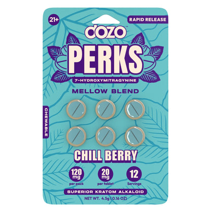 Dozo Perks - 7-Hydroxymitragynine (7-OH) Mellow Blend Blend - 120mg (6ct) Chill Berry