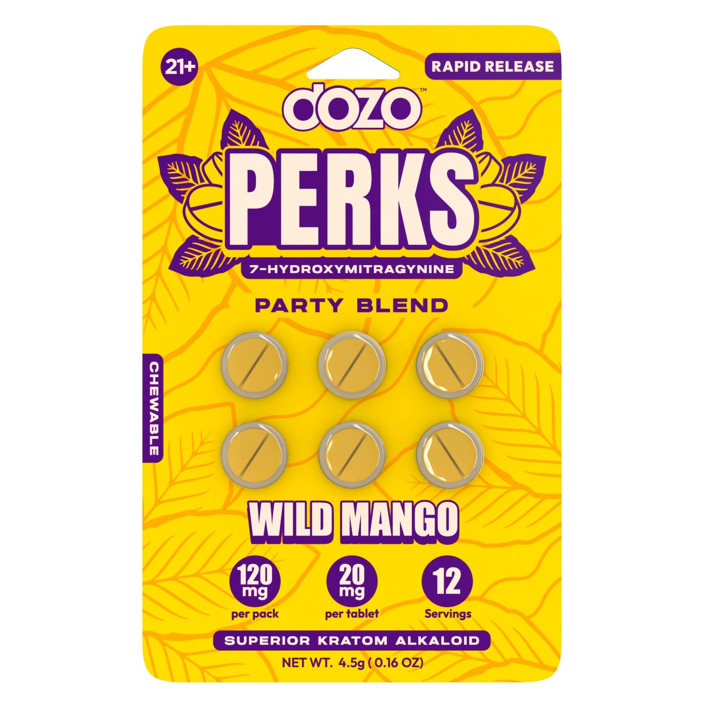 Dozo Perks - 7-Hydroxymitragynine (7-OH) Party Blend - 120mg (6ct) Wild Mango