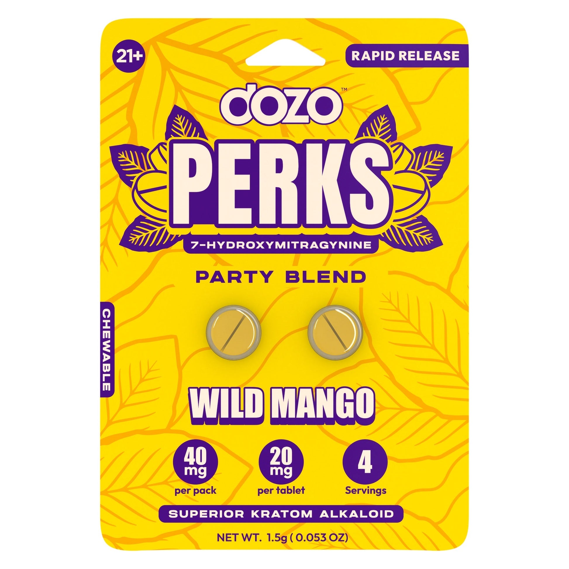 Dozo Perks 7-Hydroxymitragynine (7-OH) Party Blend - 40mg (2ct) Wild Mango