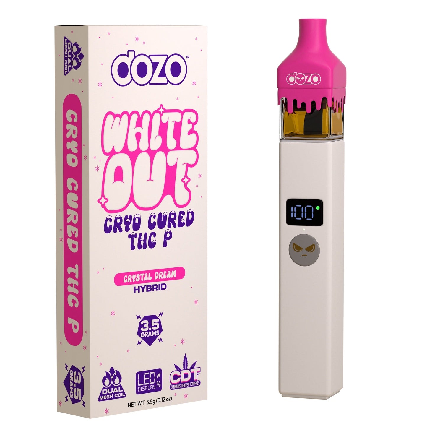 Dozo White Out Cryo Cured THC-P Vaporizer - 3500mg Crystal Dream (H)