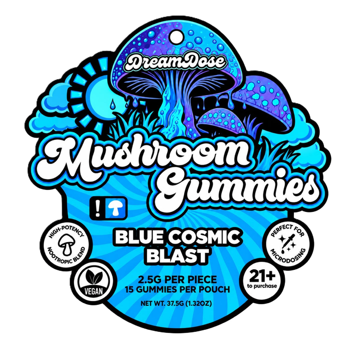 Dream Dose Blue Cosmic Blast Mushroom Gummies