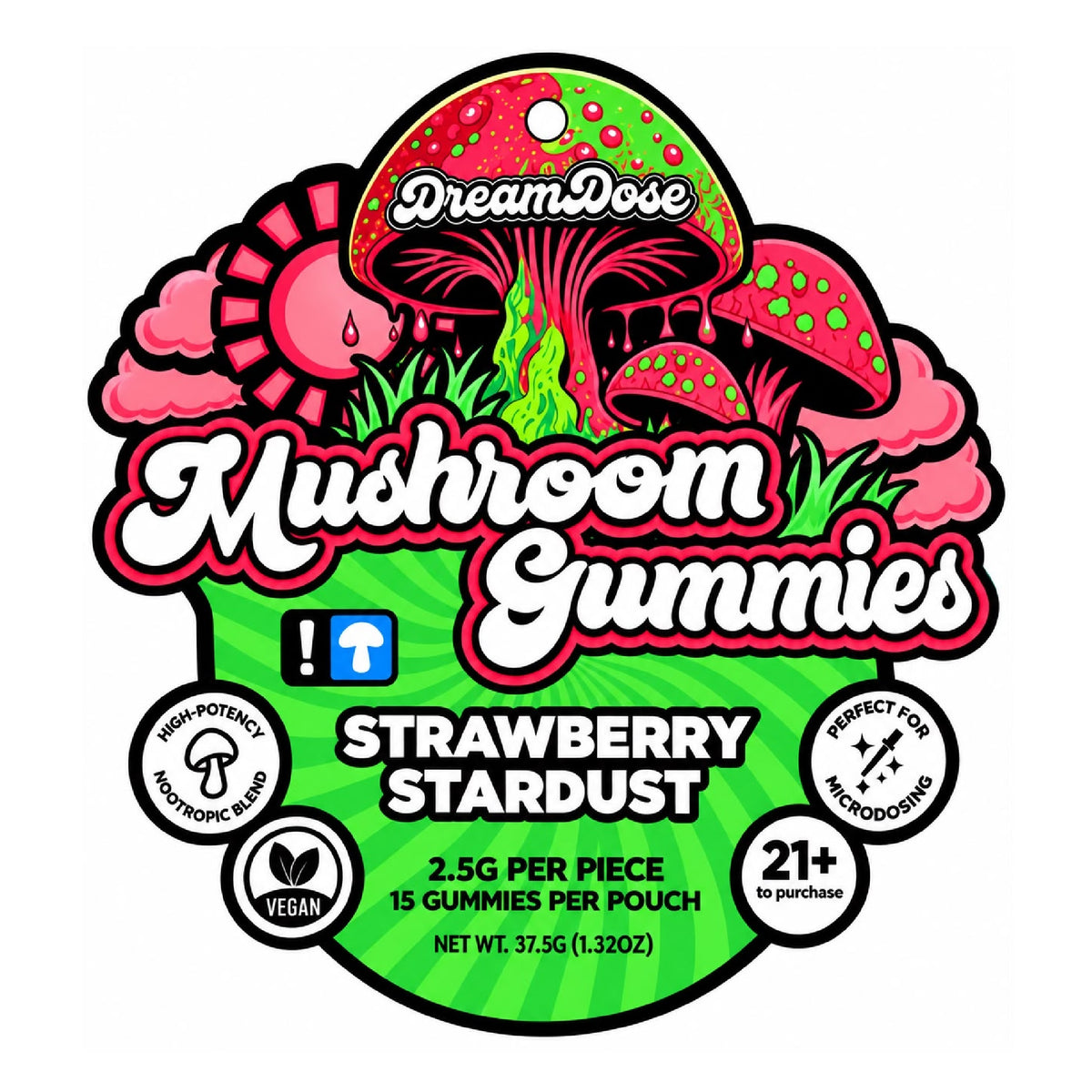Dream Dose Strawberry Stardust Mushroom Gummies