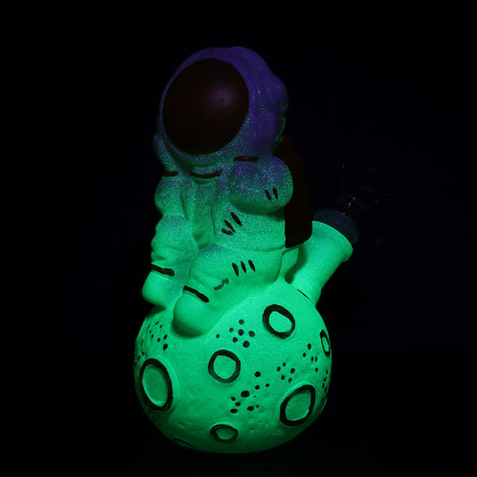 Dreamy Astronaut Glow In The Dark Painted Bong - 7in