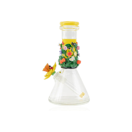 Empire Glassworks Yellow Flower Beaker Bong - 8in