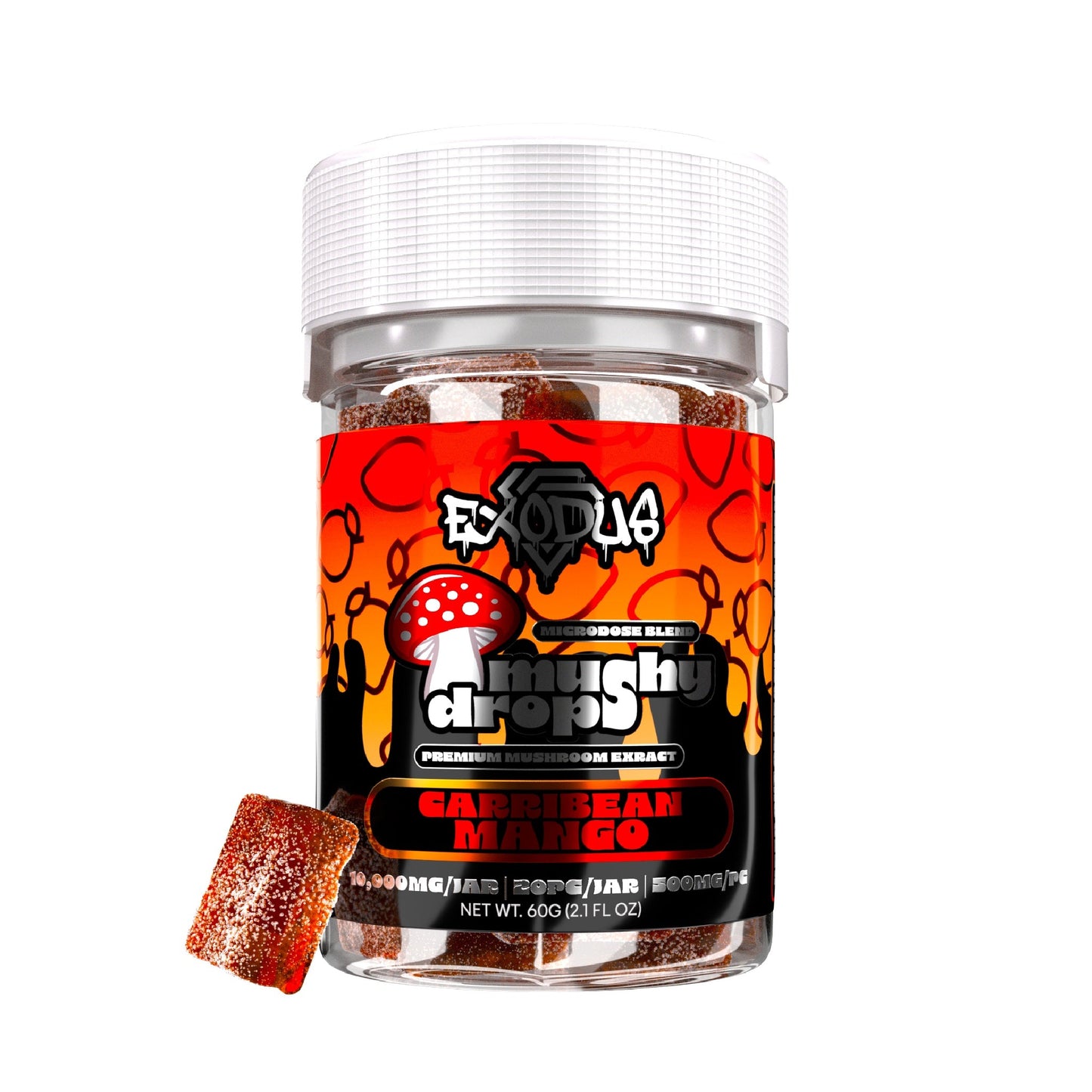 Exodus Mushy Drops Mushroom Gummies - 10,000mg Caribbean Mango