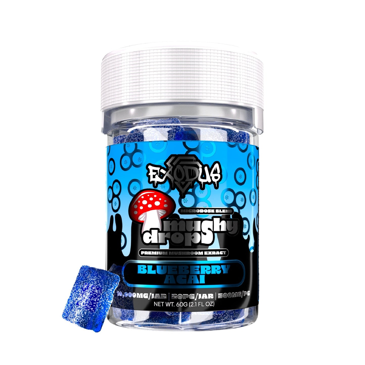 Exodus Mushy Drops Mushroom Gummies - 10,000mg Blueberry Acai