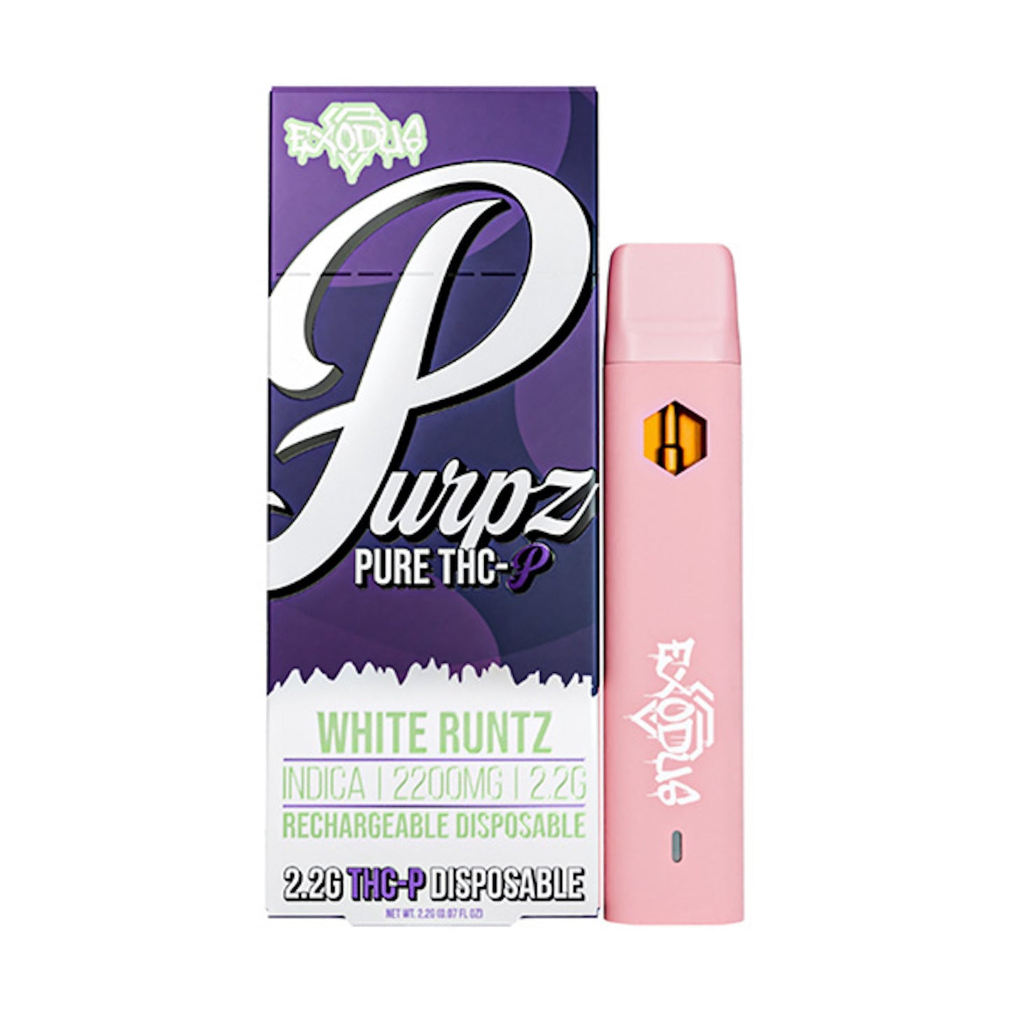 Exodus Purpz Pure THC-P Vaporizer - 2200mg White Runtz