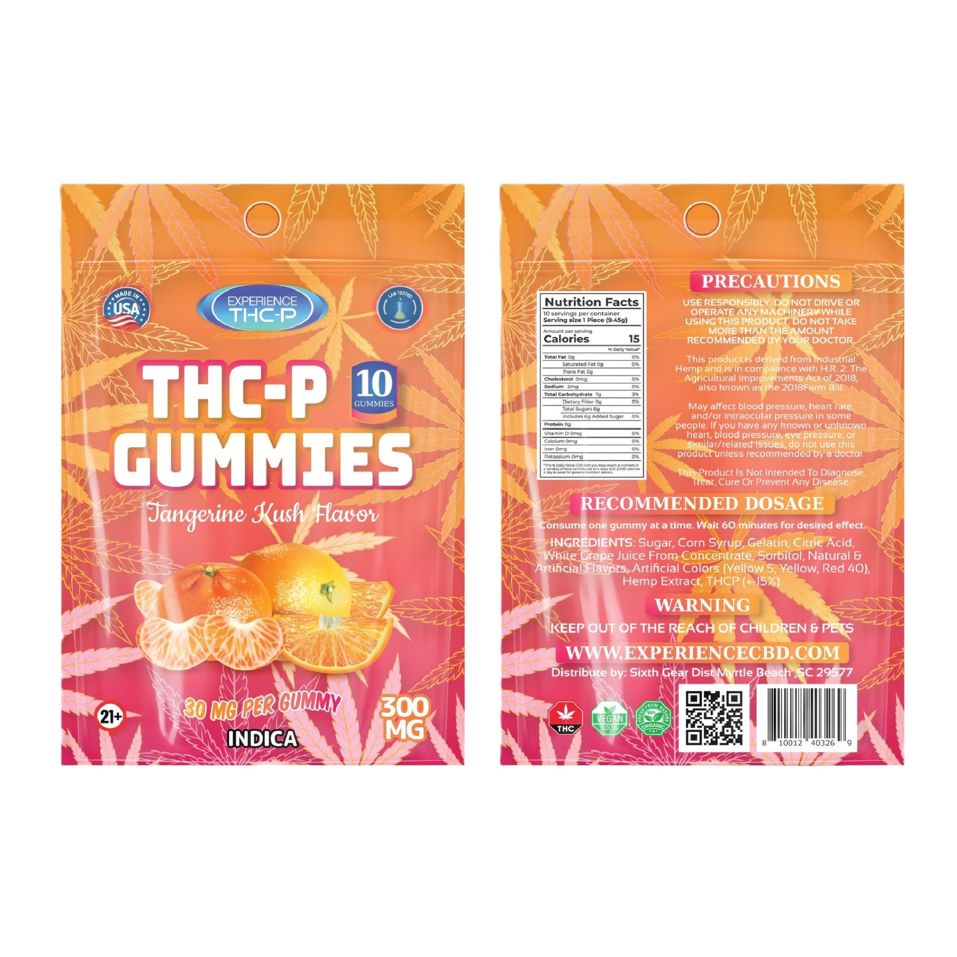 Experience THC-P Gummies (10ct) - 300mg Tangerine Kush (I)