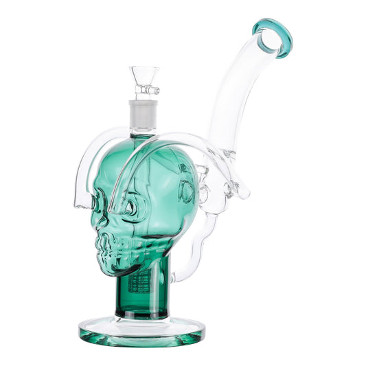 Experimental Skull Bong - 13in Lake Green