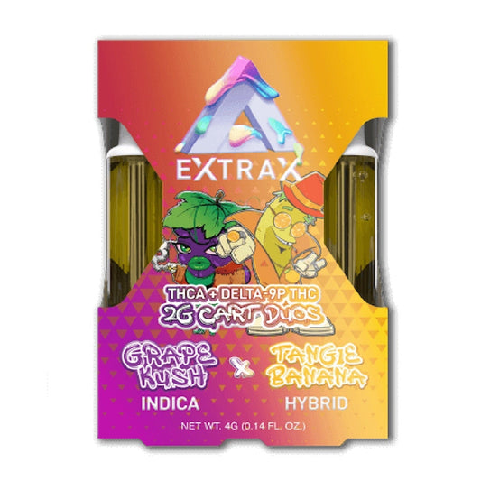 Extrax Adios THC-A Unit - 2 Pack Tangie Banana + Grape Kush (H/I) / Single Cart
