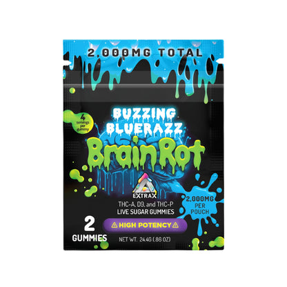 Extrax Brainrot Live Resin THC Gummies - 2000mg Buzzing Bluerazz