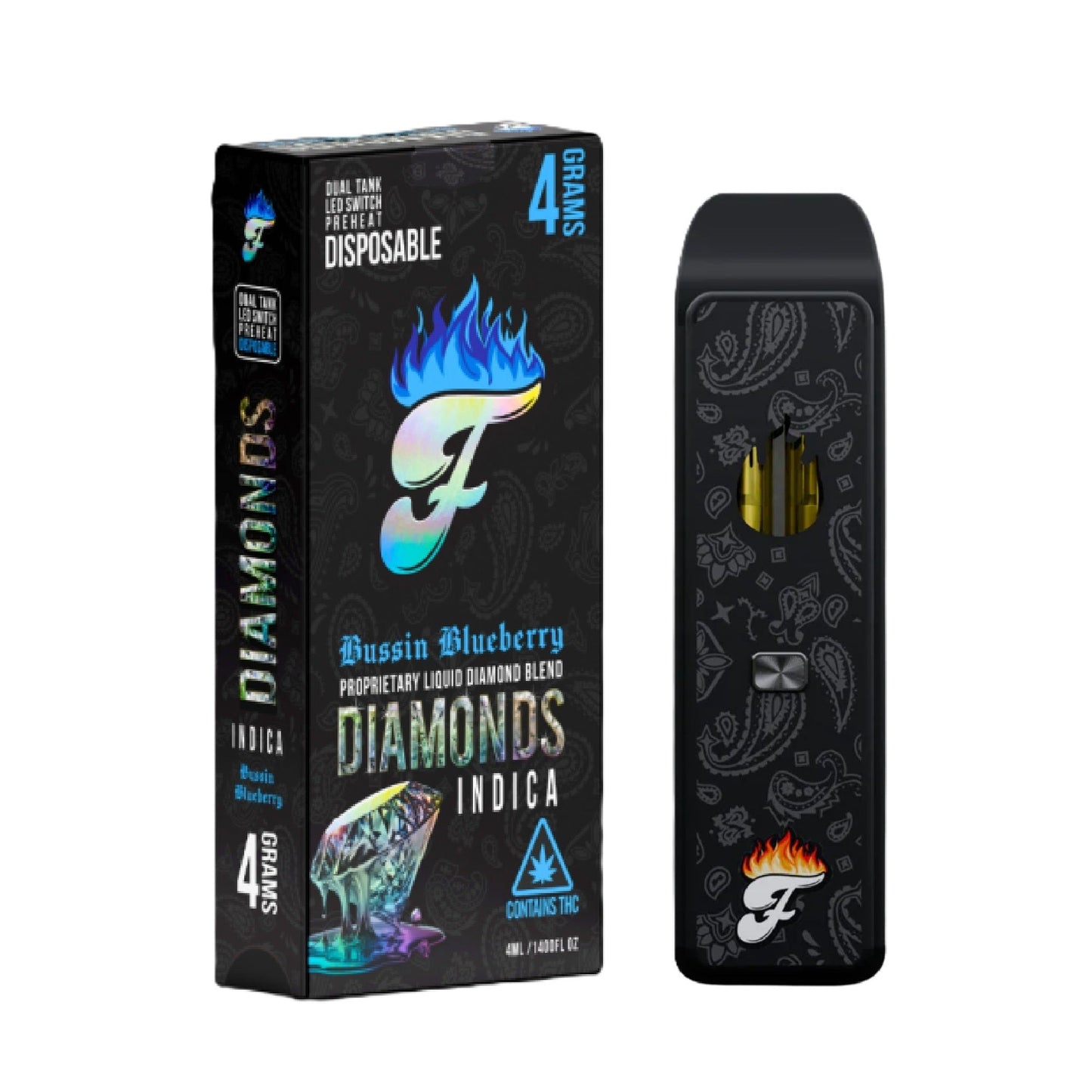 Fuego Liquid Diamonds Vaporizer - 4000mg Bussin' Blueberry