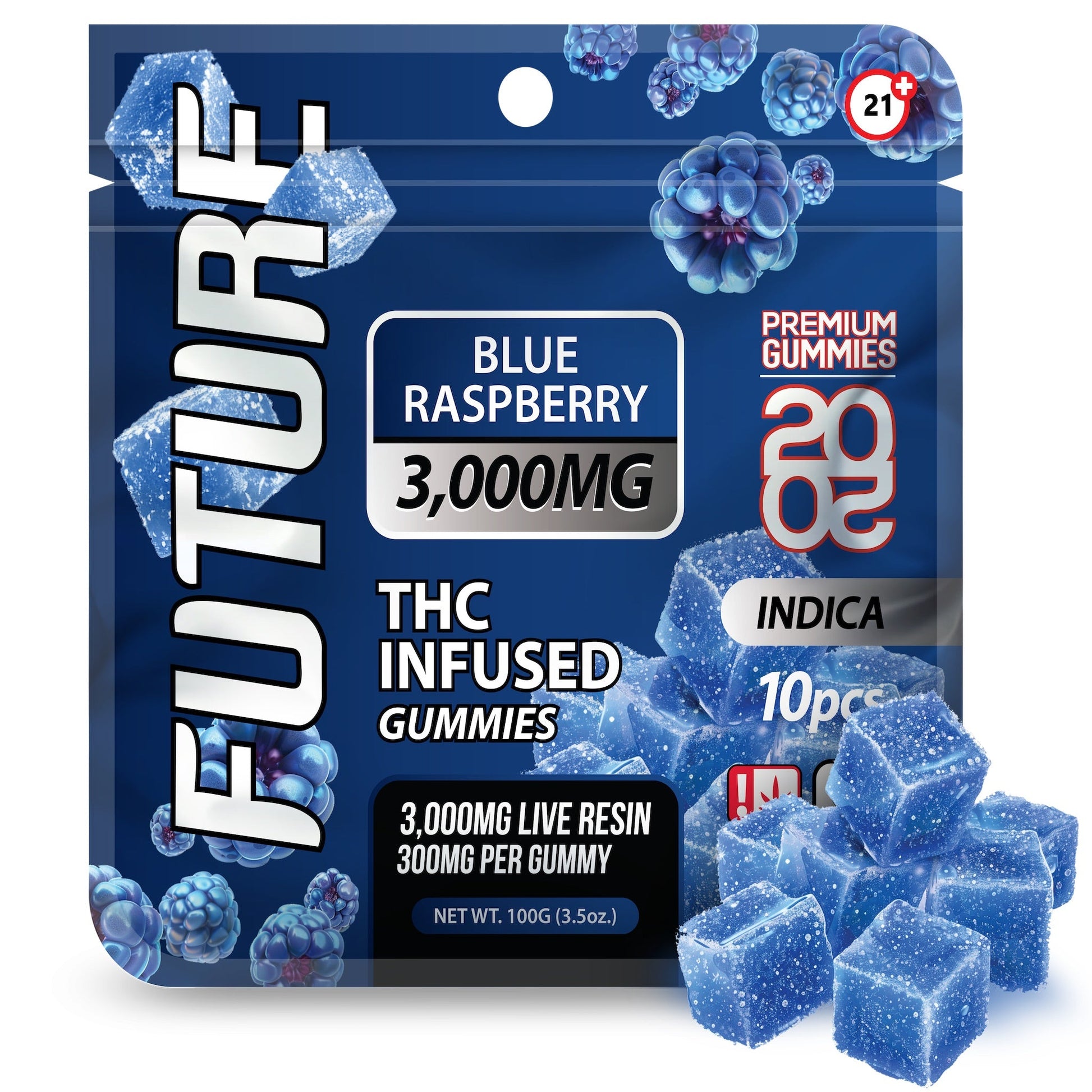 Future THC-A Infused Blue Raspberry Gummies - 3000mg