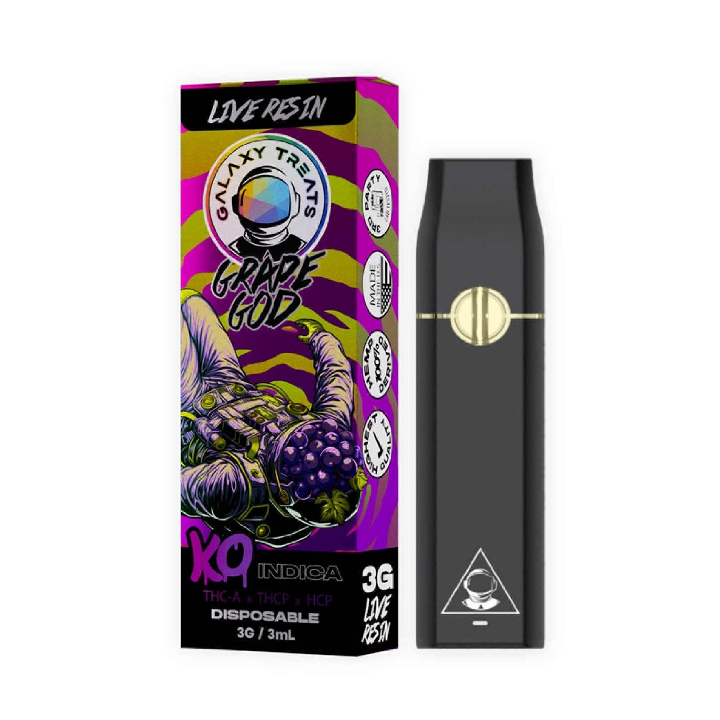 Galaxy Treats Live Resin THC-A Blend Vaporizer - 3000mg Grape God (I)