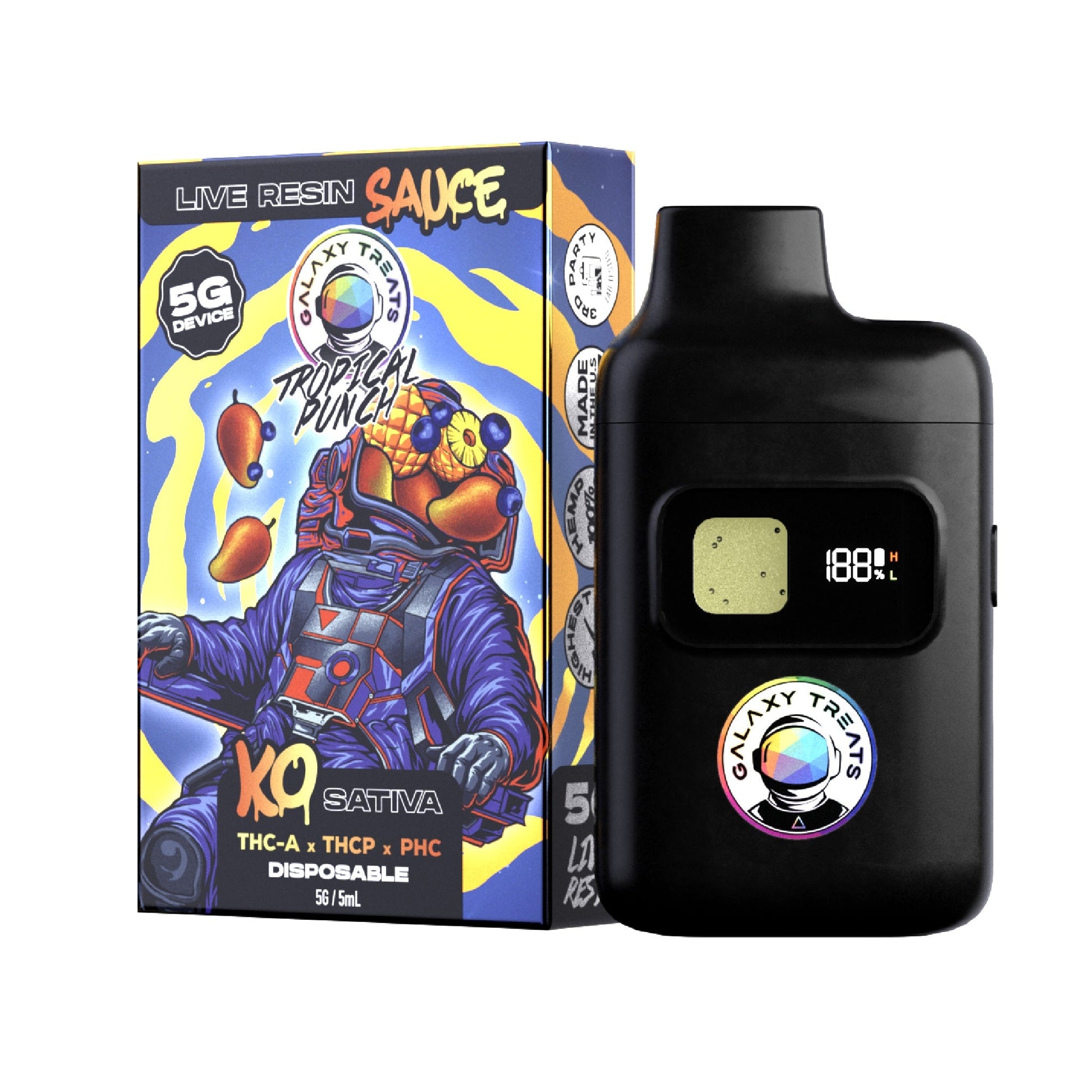Galaxy Treats Live Resin THC-A Blend Vaporizer - 5000mg Tropical Punch