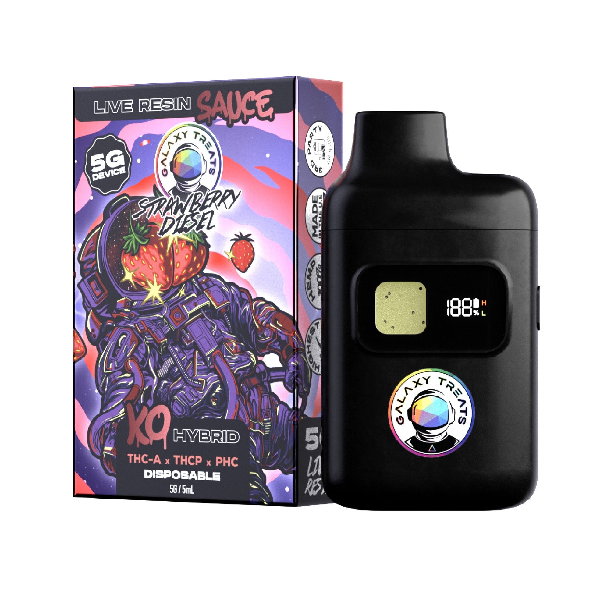 Galaxy Treats Live Resin THC-A Blend Vaporizer - 5000mg Strawberry Diesel