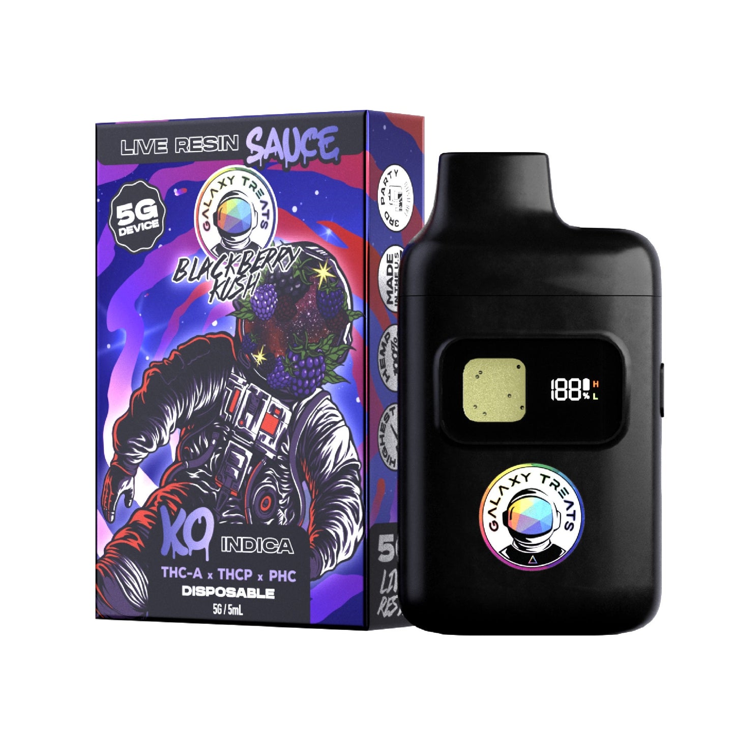 Galaxy Treats Live Resin THC-A Blend Vaporizer - 5000mg Blackberry Kush