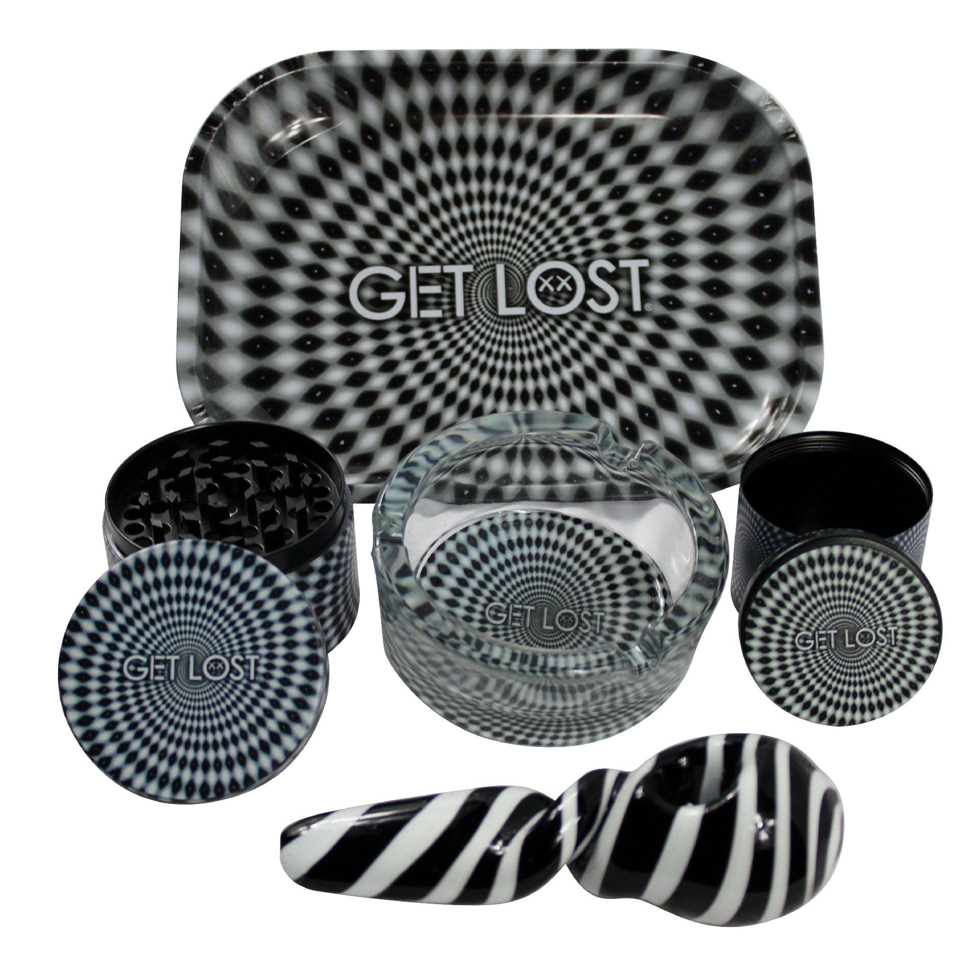 Get Lost 5-in-1 Hand Pipe Gift Set Black and White Spiral