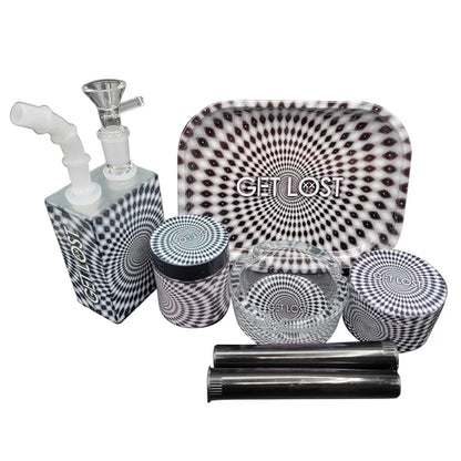 Get Lost 7-in-1 Juice Box Bubbler Gift Set Black & White Spiral