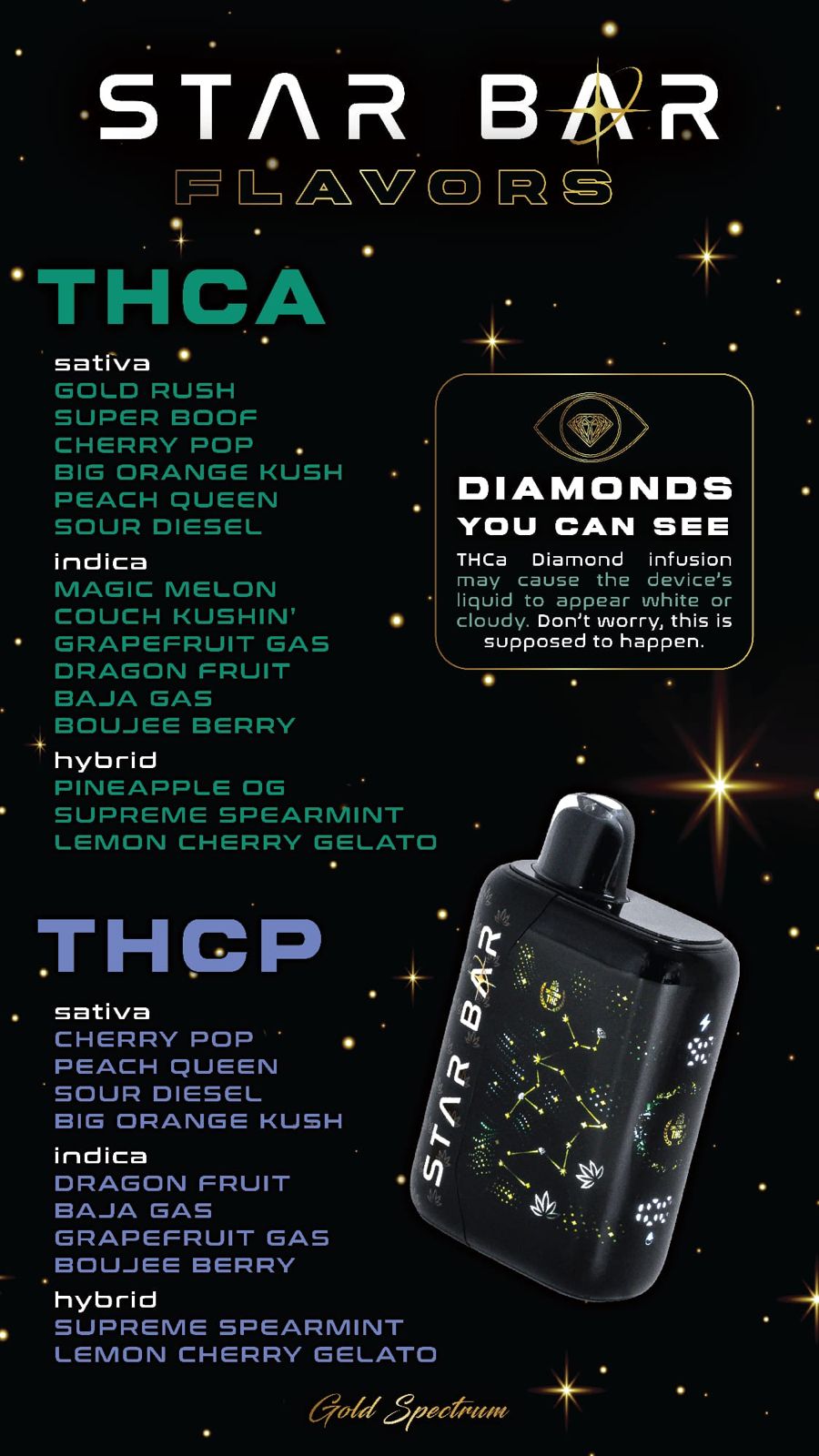 Gold Spectrum Star Bar THC-A Device - 5000mg