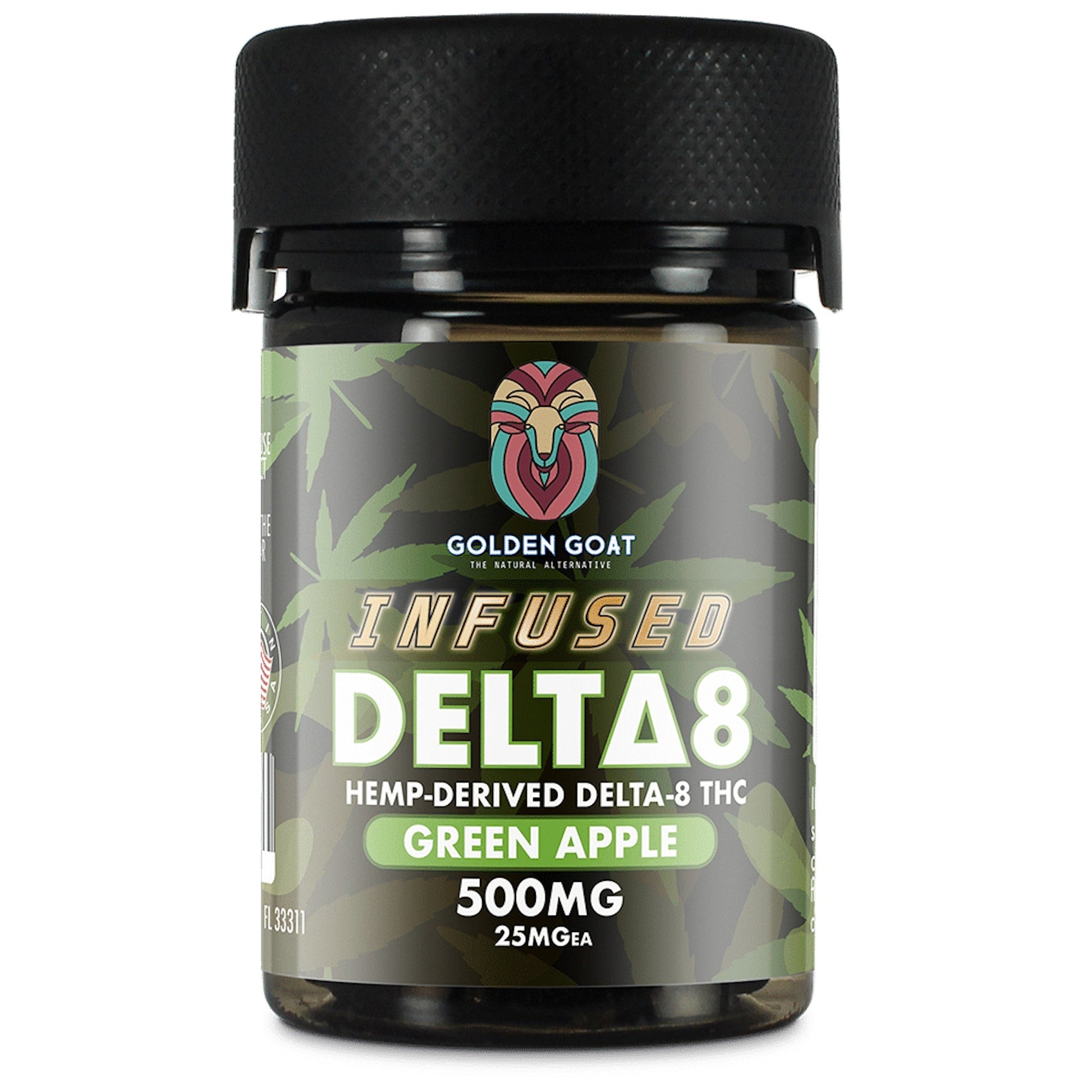Golden Goat Delta 8 Gummies - 500mg Green Apple