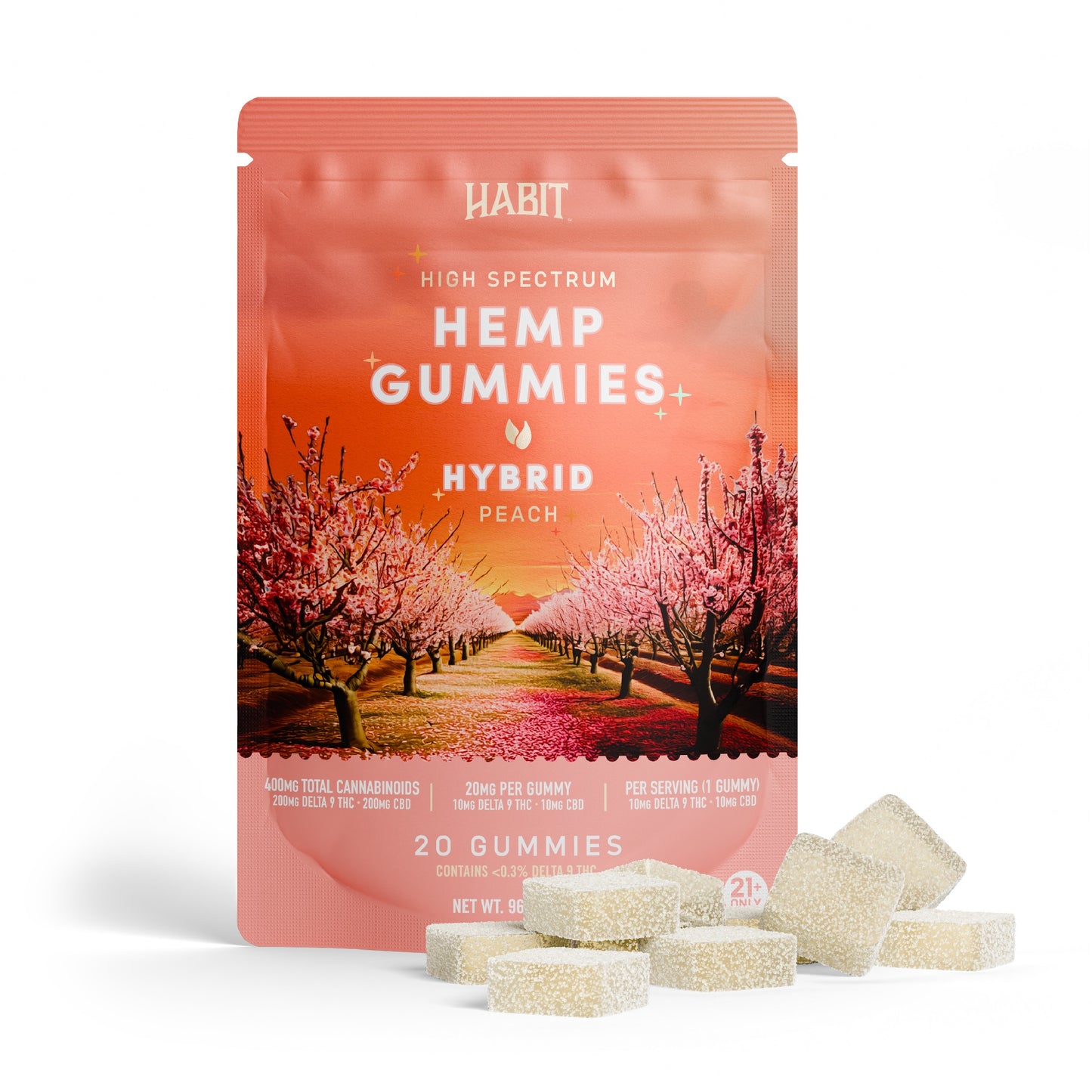 Habit High Spectrum Delta 9 + CBD Peach Gummies - 400mg