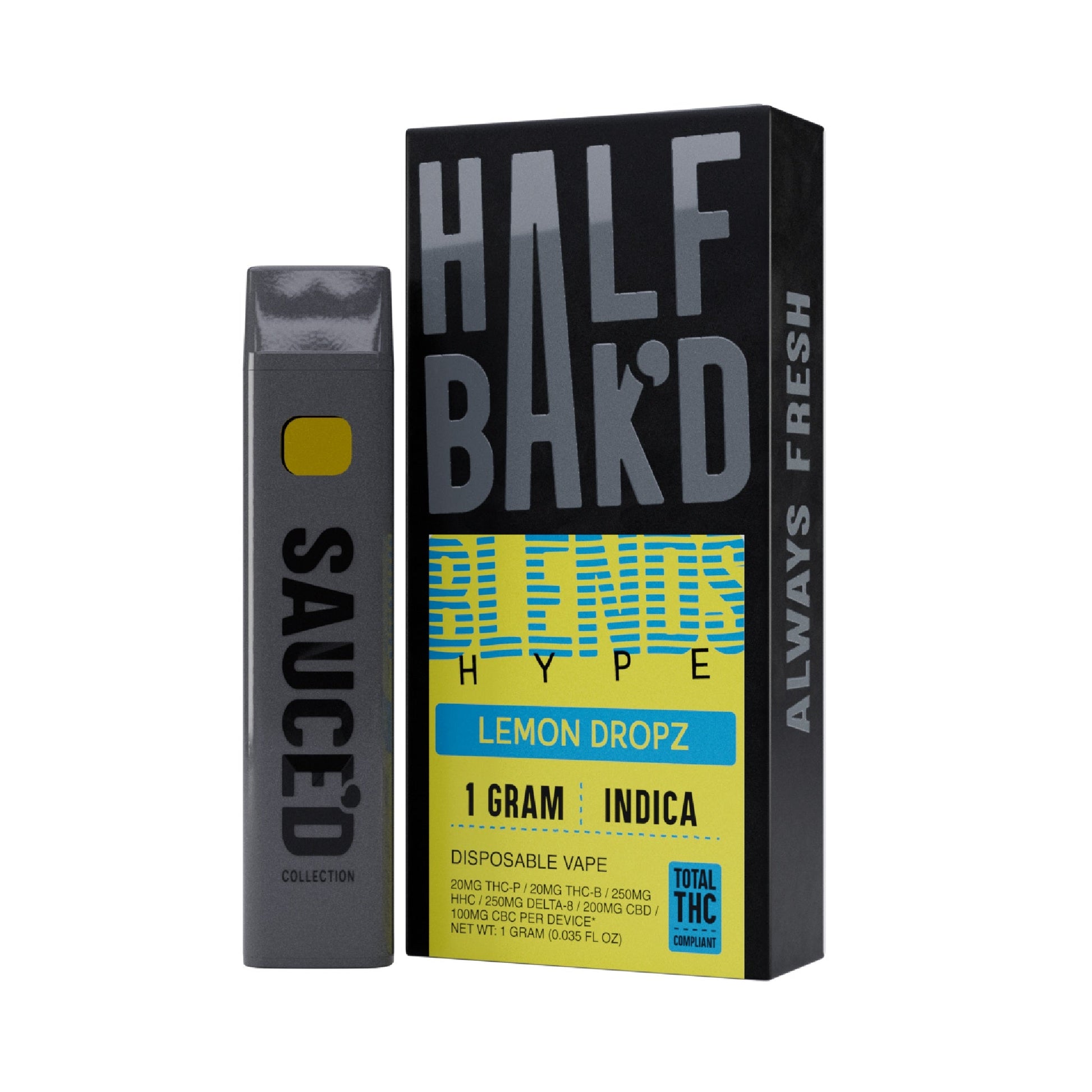 Half Bakd Hype Blend THC Vaporizer - 1000mg Lemon Dropz (I)