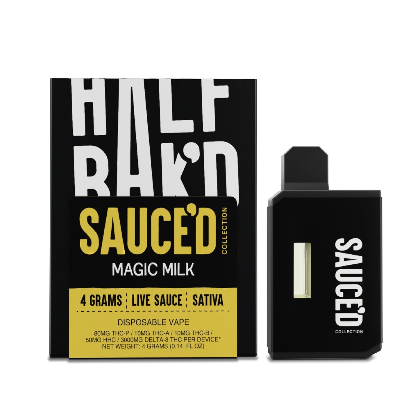 Half Bakd Live Resin THC Sauced Vaporizer - 4000mg Magic Milk (S)