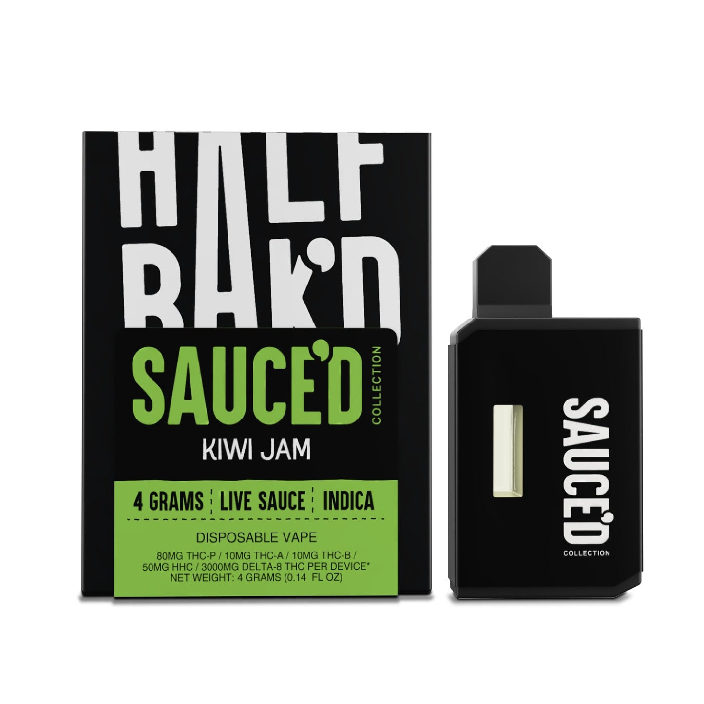 Half Bakd Live Resin THC Sauced Vaporizer - 4000mg Kiwi Jam (I)