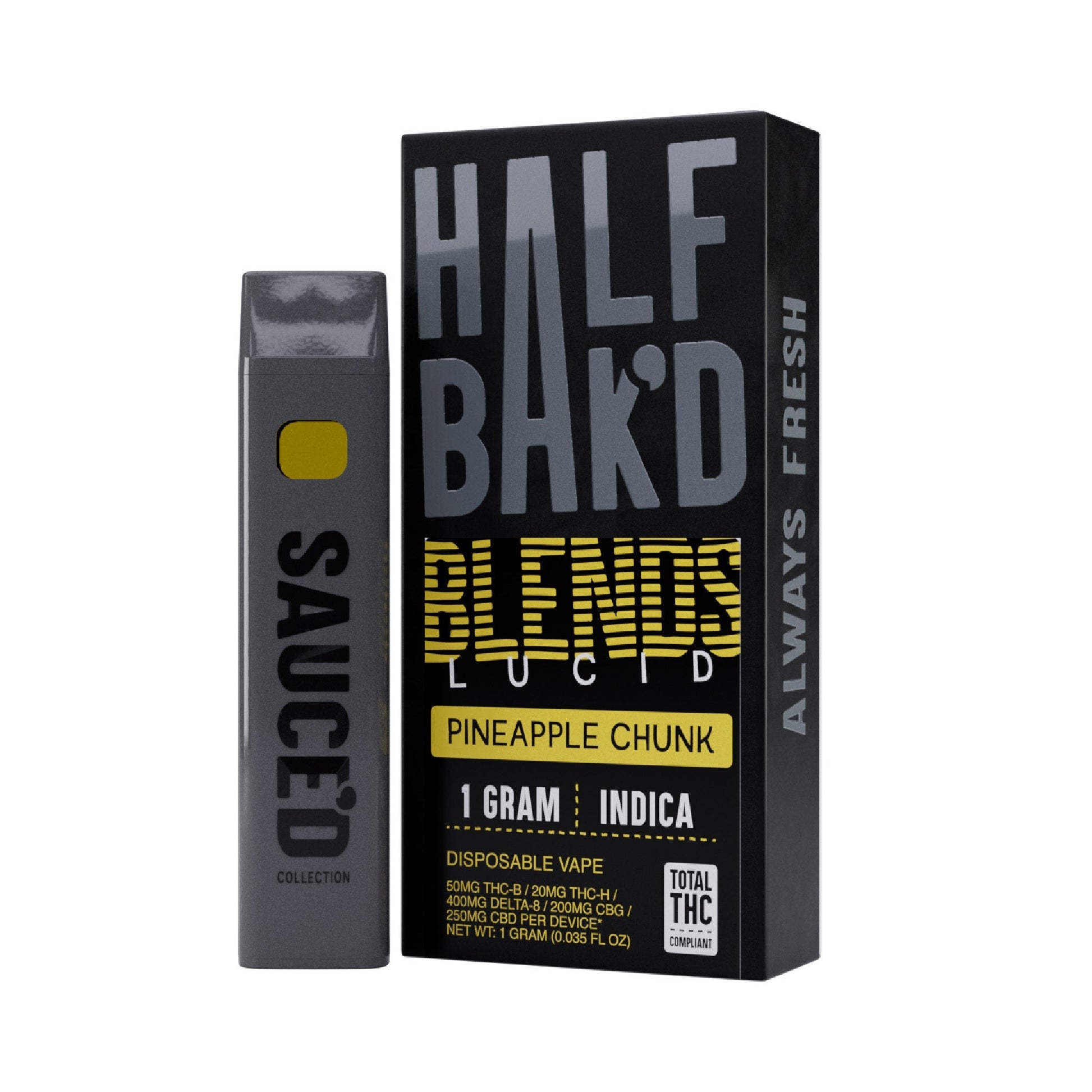 Half Bakd Lucid Blend THC Vaporizer - 1000mg Pineapple Chunk (I)