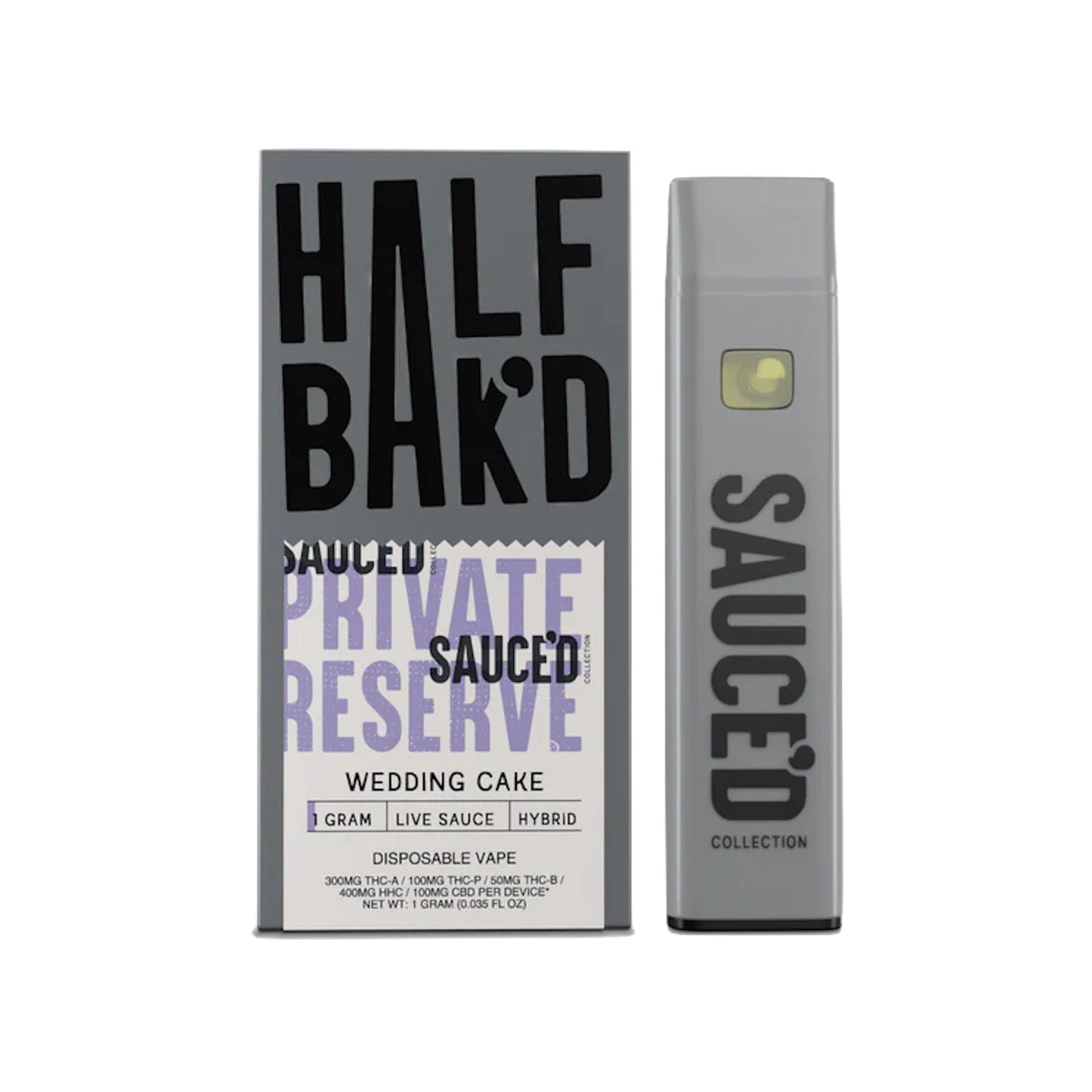 Half Bakd Sauced THC Private Reserve Device - 1000mg Wedding Cake (H) / 1 Pack