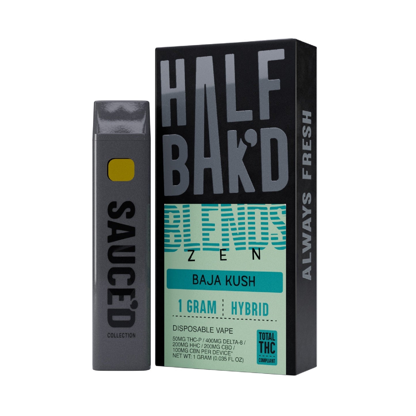 Half Bakd Zen Blend THC Vaporizer - 1000mg Baja Kush (H)