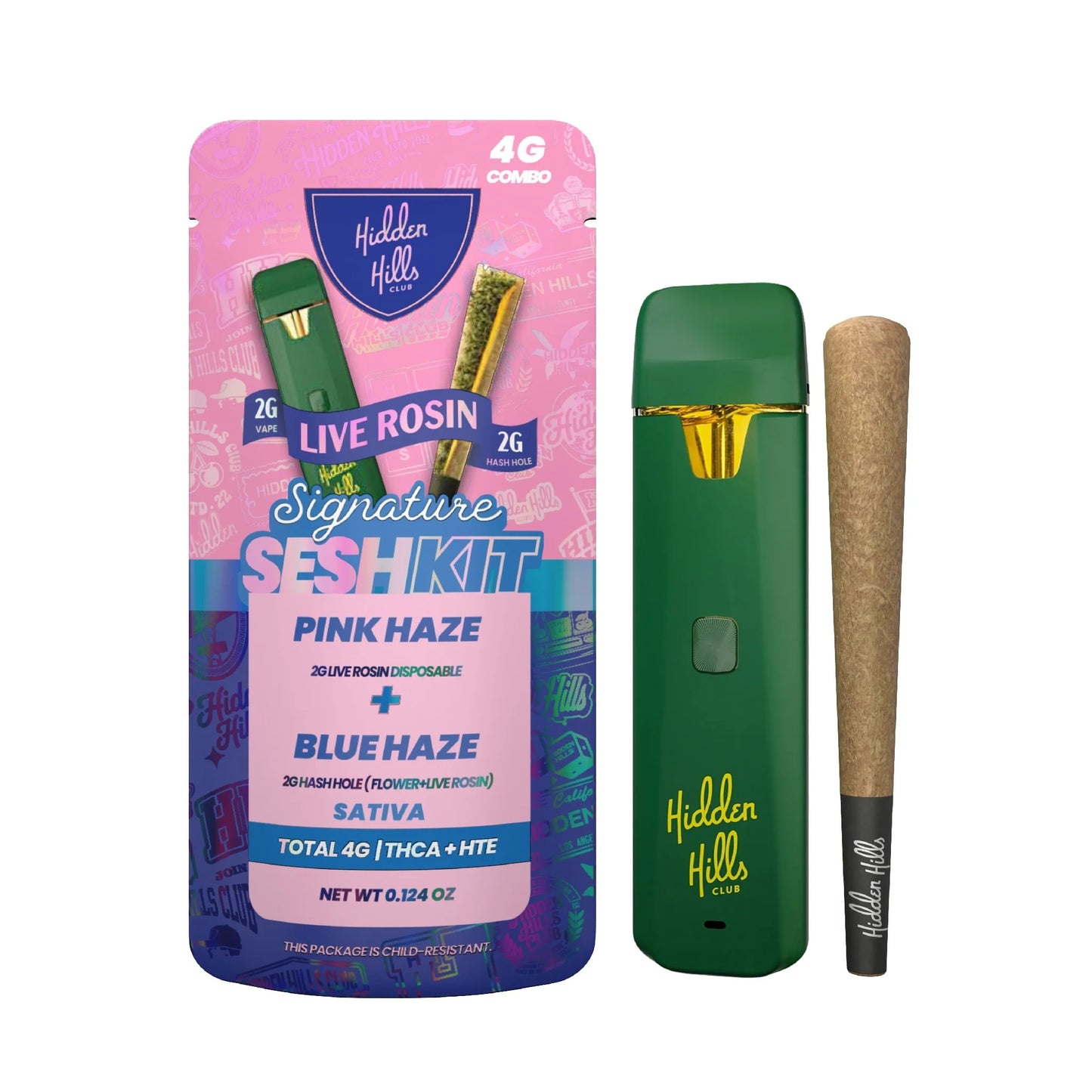 Hidden Hills 4G Live Rosin Signature Seshkit (Device + Hash Hole) Pink Haze + Blue Haze (S)