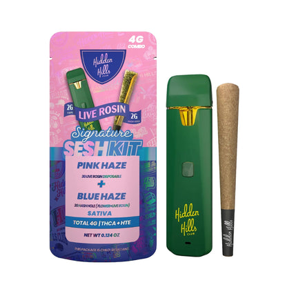 Hidden Hills 4G Live Rosin Signature Seshkit (Device + Hash Hole) Pink Haze + Blue Haze (S)