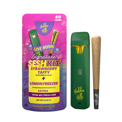 Hidden Hills 4G Live Rosin Signature Seshkit (Device + Hash Hole) Strawberry Taffy + Lemon Freeze (S)