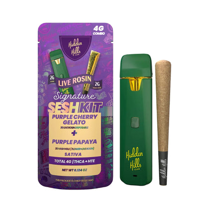Hidden Hills 4G Live Rosin Signature Seshkit (Device + Hash Hole) Purple Cherry Gelato + Purple Papaya (S)