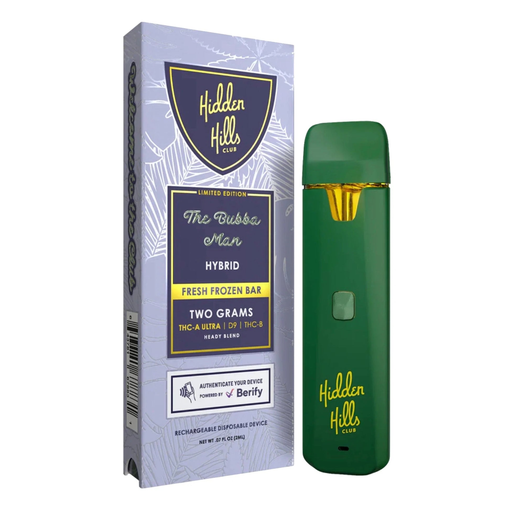 Hidden Hills Fresh Frozen THC-A Device - 2000mg The Bubba Man (H) / 1 Pack