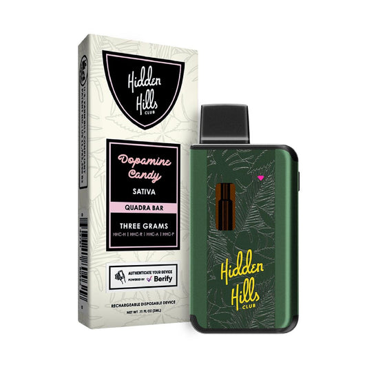 Hidden Hills Quadra Bar HHC Blend Vaporizer - 3000mg Dopamine Candy (S)